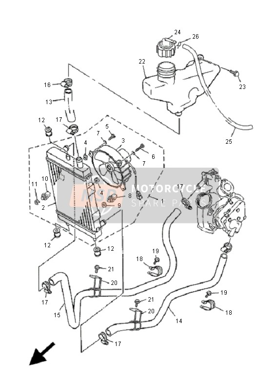 Yamaha YP125E MAJESTY 2005 Radiator & Hose for a 2005 Yamaha YP125E MAJESTY